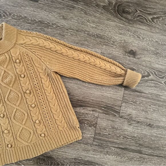 J. Crew Azra Cable Knit Pullover Pom Pom Mock Neck - Picture 4 of 9